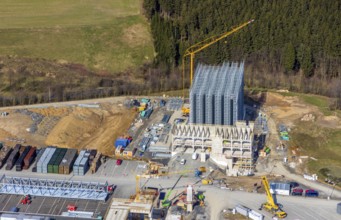 Aerial view, Brewery C.& A. VELTINS GmbH & Co. KG, new construction high-bay warehouse,