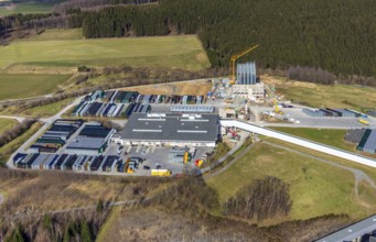 Aerial view, Brewery C.& A. VELTINS GmbH & Co. KG, new construction high-bay warehouse,