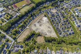 Aerial view, aerial view Meschede North, bridge of the motorway A46, construction site, Meschede,