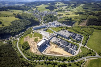 Aerial view, Brewery C.& A. VELTINS GmbH & Co. KG, new construction high-bay warehouse,