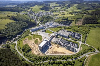 Aerial view, Brewery C.& A. VELTINS GmbH & Co. KG, new construction high-bay warehouse,