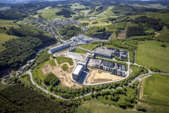 Aerial view, Brewery C.& A. VELTINS GmbH & Co. KG, new construction high-bay warehouse,