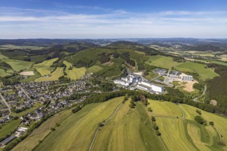 Aerial view, Brewery C.& A. VELTINS GmbH & Co. KG, new construction high-bay warehouse,