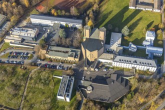 Aerial view, Königsmünster Abbey with Benedictine grammar school, House of Silence, Klosterberg,