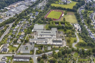 Aerial photo, Berufskolleg Meschede, Dünnefeld Stadion, Meschede, Sauerland, Hochsauerlandkreis,