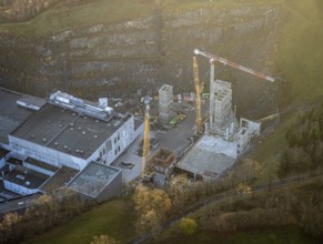 Aerial view, Brewery C.& A. VELTINS GmbH & Co. KG, construction site, Grevenstein, Meschede,
