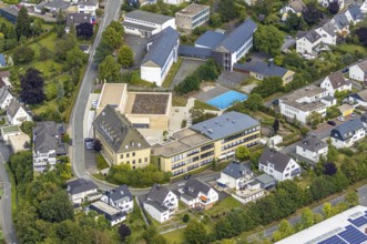 Aerial view, St. Walburga-Realschule, new sports hall, former Franz-Stahlmecke-Hauptschule,