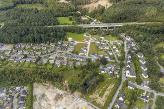 Aerial view, construction site new development area SchuÌˆtzenhaus-Nord, Liegnitzer Straße,