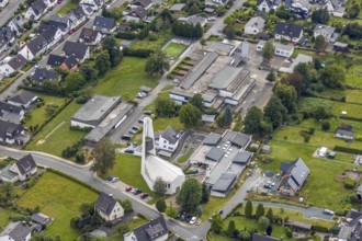 Aerial view, former Johannes church becomes holiday flat, Evang. Johannes kindergarten,