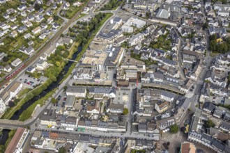 Aerial photo, new construction, extension of Meschede town hall, Winziger Platz,