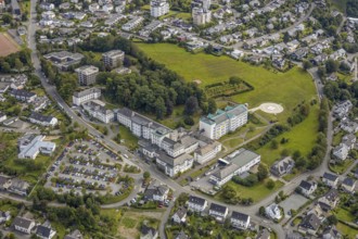 Aerial view, St. Walburga Hospital, Meschede, Sauerland, Hochsauerlandkreis, North