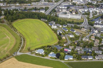 Aerial view, possible building area, meadows and fields, Berghauser Weg, Ritter-Freseken-Straße,