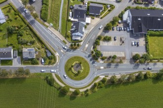 Aerial view, roundabout, Im Schlahbruch, Meschede, Sauerland, Hochsauerlandkreis, North