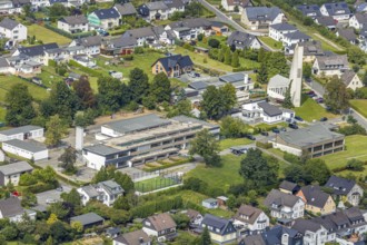 Aerial view, former Johannes church becomes holiday flat, Evang. Johannes kindergarten,