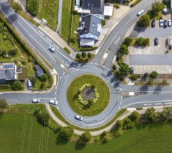 Aerial view, roundabout, Im Schlahbruch, Meschede, Sauerland, Hochsauerlandkreis, North