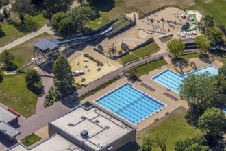 Aerial photo, ENNI Solimare swimming pool, Vinn, Mörs, Ruhr area, North Rhine-Westphalia, Germany,