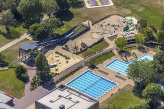 Aerial photo, ENNI Solimare swimming pool, Vinn, Mörs, Ruhr area, North Rhine-Westphalia, Germany,