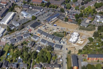 Aerial photo, new development area, construction project Teutonenstraße, Vinn, Mörs, Ruhr area,