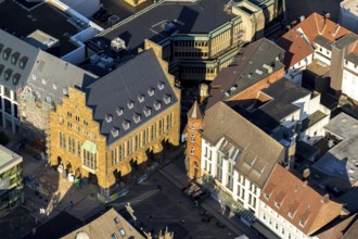 Aerial view, old town hall, city centre, Minden, Ostwestfalen-Lippe, OWL, North Rhine-Westphalia,
