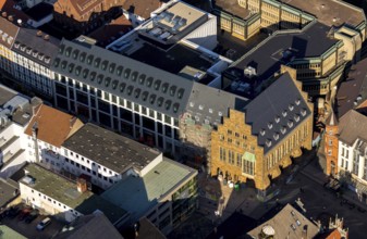Aerial view, old town hall, city centre, Minden, Ostwestfalen-Lippe, OWL, North Rhine-Westphalia,
