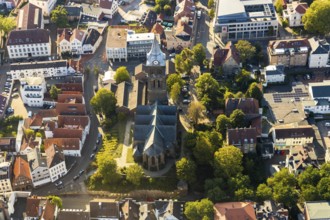 Aerial view, Ev.-Luth. St.-Marien-Kirche, old town, city centre, Minden, Ostwestfalen-Lippe, OWL,