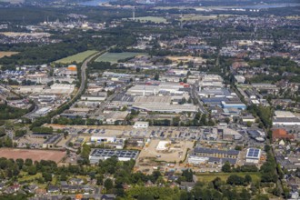 Aerial photo, industrial estate Hülsdonk, Berufskolleg Mörs, Mörs, Ruhr area, North