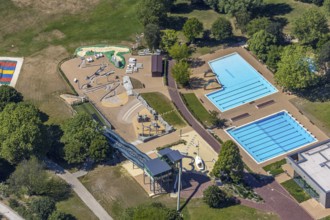 Aerial photo, ENNI Solimare swimming pool, Vinn, Mörs, Ruhr area, North Rhine-Westphalia, Germany,