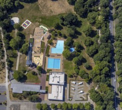 Aerial photo, ENNI Solimare swimming pool, Vinn, Mörs, Ruhr area, North Rhine-Westphalia, Germany,