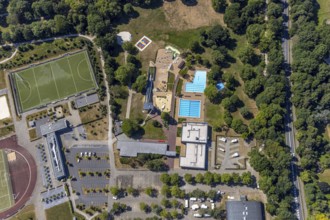 Aerial photo, ENNI Solimare swimming pool, Vinn, Mörs, Ruhr area, North Rhine-Westphalia, Germany,