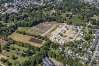 Aerial view, new development area An den Filder Benden, construction of houses, Vinn, Mörs, Ruhr