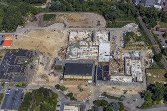 Aerial photo, Berufskolleg für Technik Mörs, construction site of new school building, vocational
