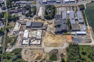 Aerial photo, Berufskolleg für Technik Mörs, construction site of new school building, vocational