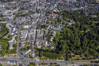 Aerial view, Mörs centre, castle park, Mörs, Ruhr area, North Rhine-Westphalia, Germany, DE,