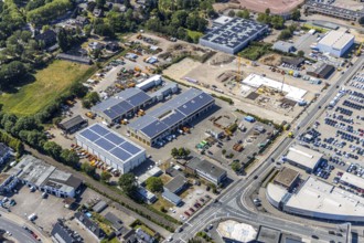 Aerial view, construction site ENNI factory and administration building, former carpenter's