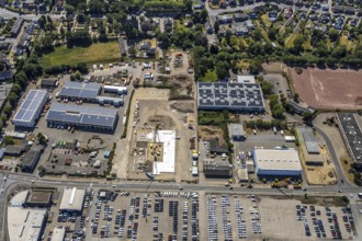Aerial view, construction site ENNI factory and administration building, former carpenter's