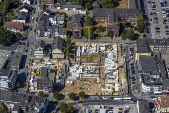 Aerial view, Horten C&A wasteland, new construction of 139 rental flats, Mörs, Ruhr area, North