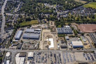 Aerial view, construction site ENNI factory and administration building, former carpenter's