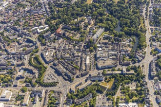 Aerial view, overview centre, structure Dutch model fortification, jagged ring of ramparts,