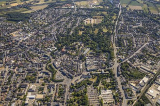 Aerial view, overview centre, structure Dutch model fortification, jagged ring of ramparts,