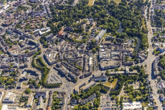 Aerial view, overview centre, structure Dutch model fortification, jagged ring of ramparts,