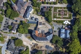 Aerial view, St. Josef Catholic Church, St. Josef Parish Office, Mörs Castle, Grafschafter Museum,