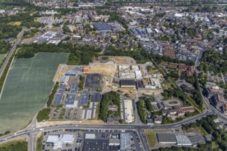 Aerial photo, Berufskolleg für Technik Mörs, construction site of new school building, vocational