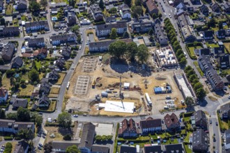Aerial view, site of former RAG school, new construction single-family houses German terraced
