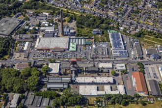 Aerial view, Former Rheinpreußen colliery, Franz-Haniel-Straße industrial estate, Hornbach DIY