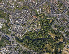 Aerial view, overview centre, structure Dutch model fortification, jagged ring of ramparts,