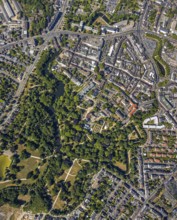 Aerial view, overview centre, structure Dutch model fortification, jagged ring of ramparts,