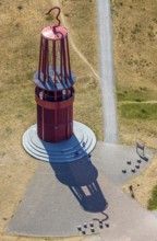 Aerial photograph, Rheinpreussen spoil tip, Das Geleucht, pit lamp, art object by Otto Piene on the
