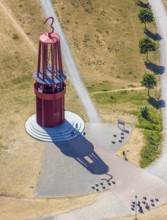 Aerial photograph, Rheinpreussen spoil tip, Das Geleucht, pit lamp, art object by Otto Piene on the