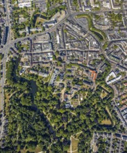 Aerial view, overview centre, structure Dutch model fortification, jagged ring of ramparts,