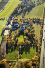 Aerial view, Lauersfort Castle, Kapellen-Holderberg, Mörs, Ruhr area, North Rhine-Westphalia,